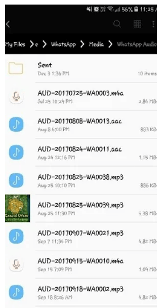 finden sie whatsapp audio auf android