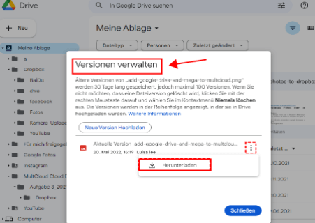 google drive gelöschte dateien wiederherstellen versionen verwalten