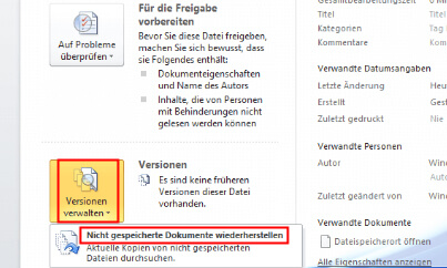 gelöschte word-datei wiederherstellen version verwalten