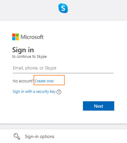 steps 1 for Create Skype Account