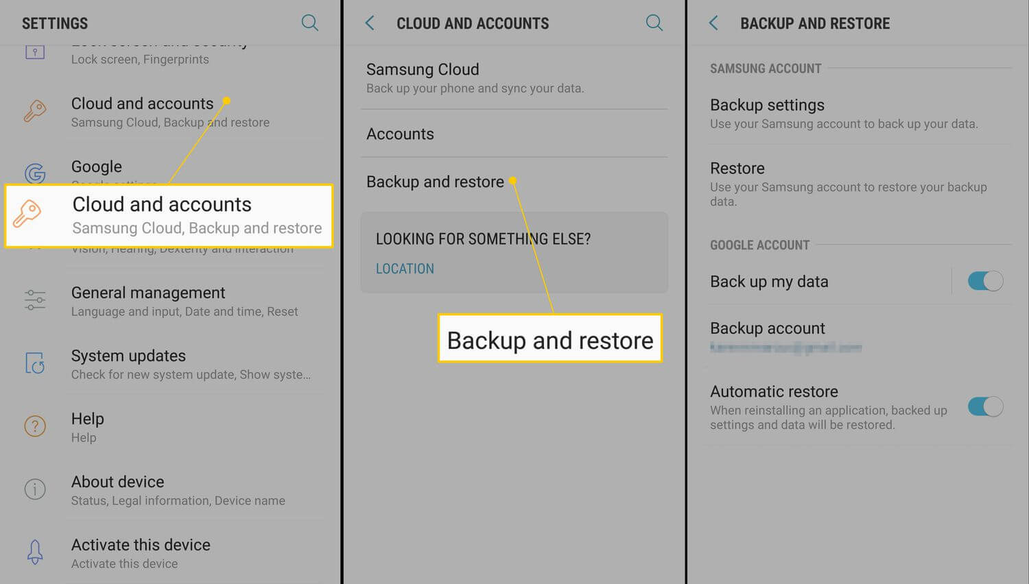backup and restore photos via android setting