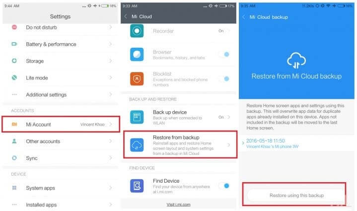 restore Xiaomi with Mi Cloud