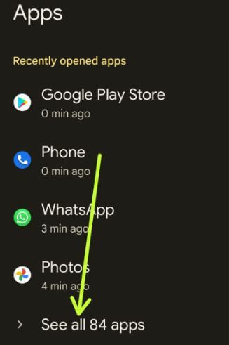 see all apps in android settings