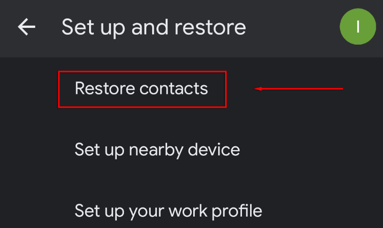 set up and restore contacts