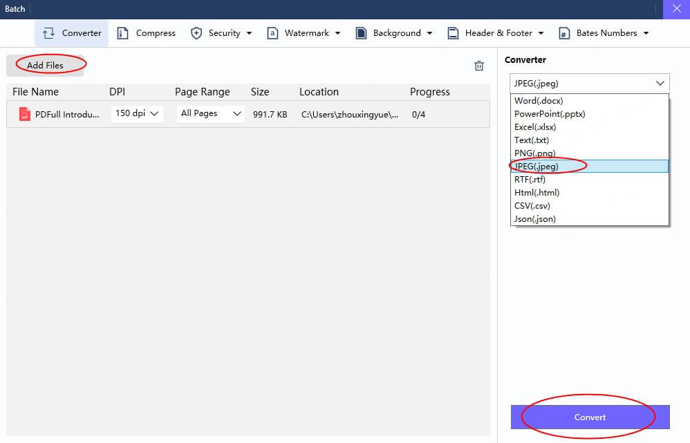 pdfull's batch processing function