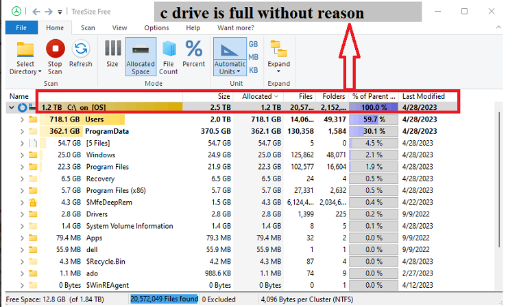 c drive is full without reason