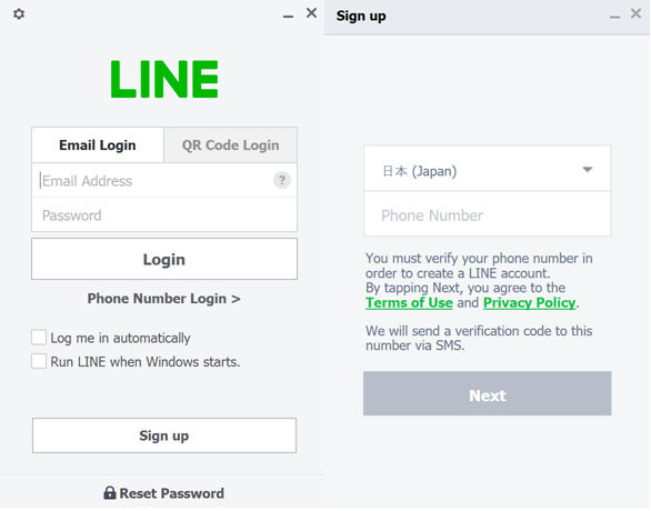 create LINE account on PC