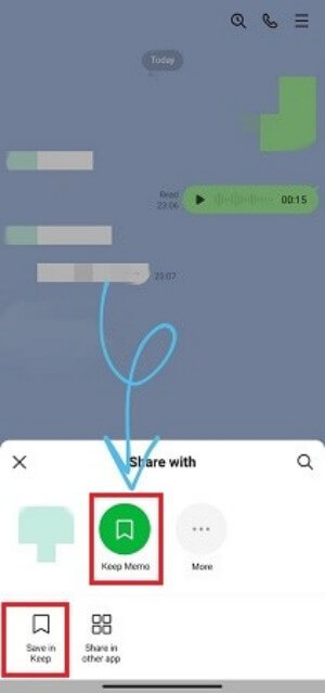 save LINE audio messages to Keep