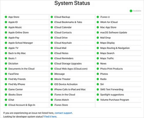 check apple system status to fix iPhone unable to activate issues