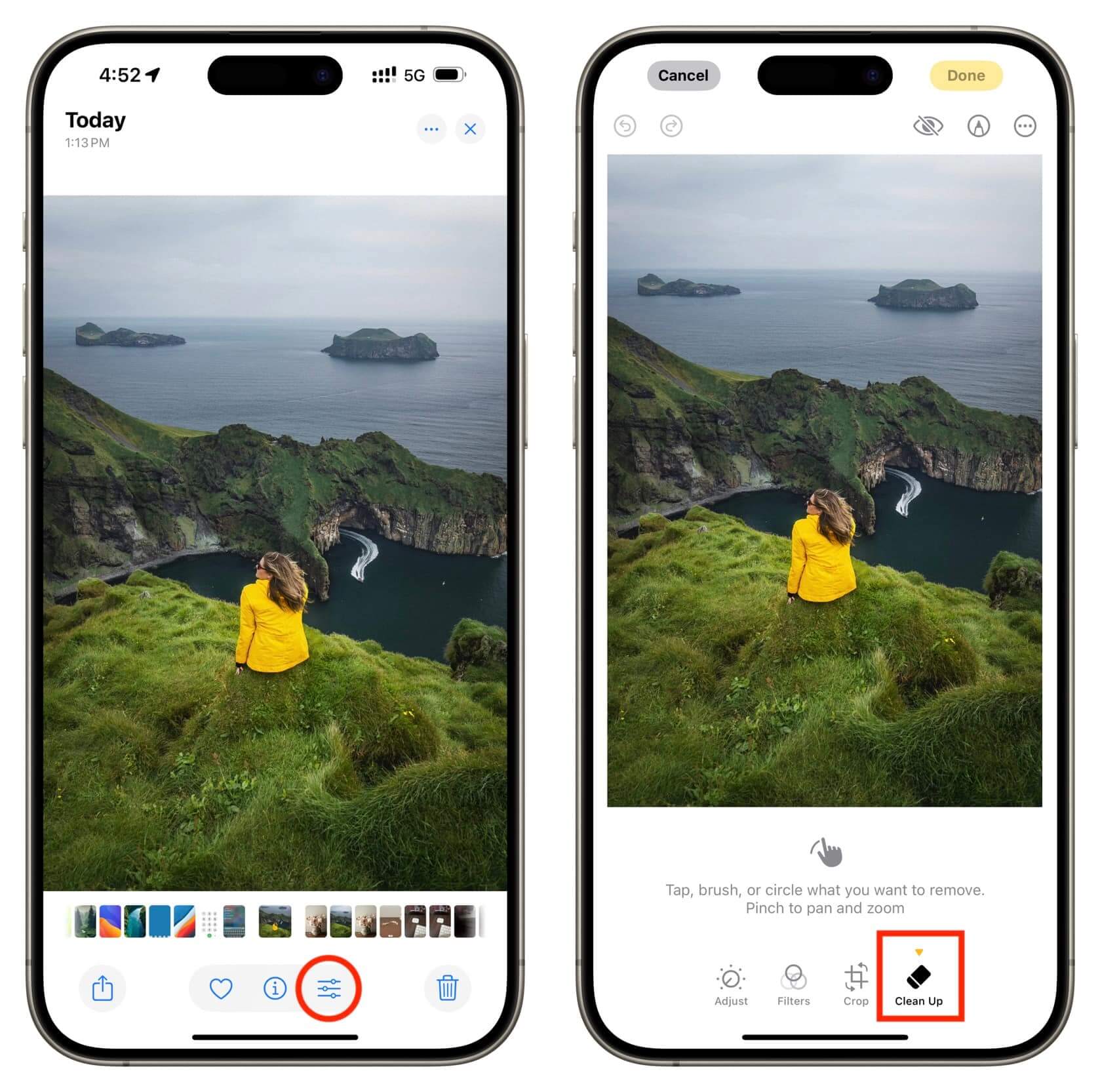 choose clean up to remove background from photo in ios 18