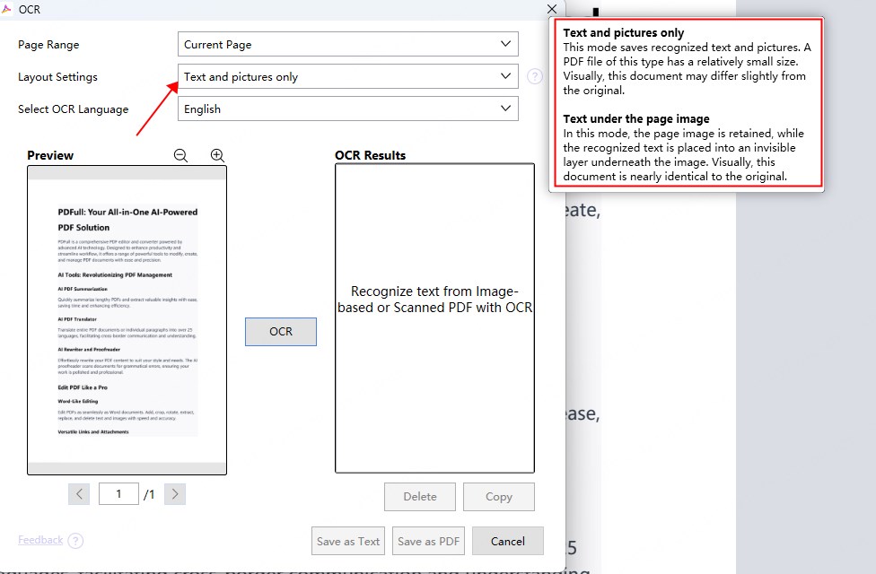 choose layout settings