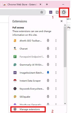 click browser extensions