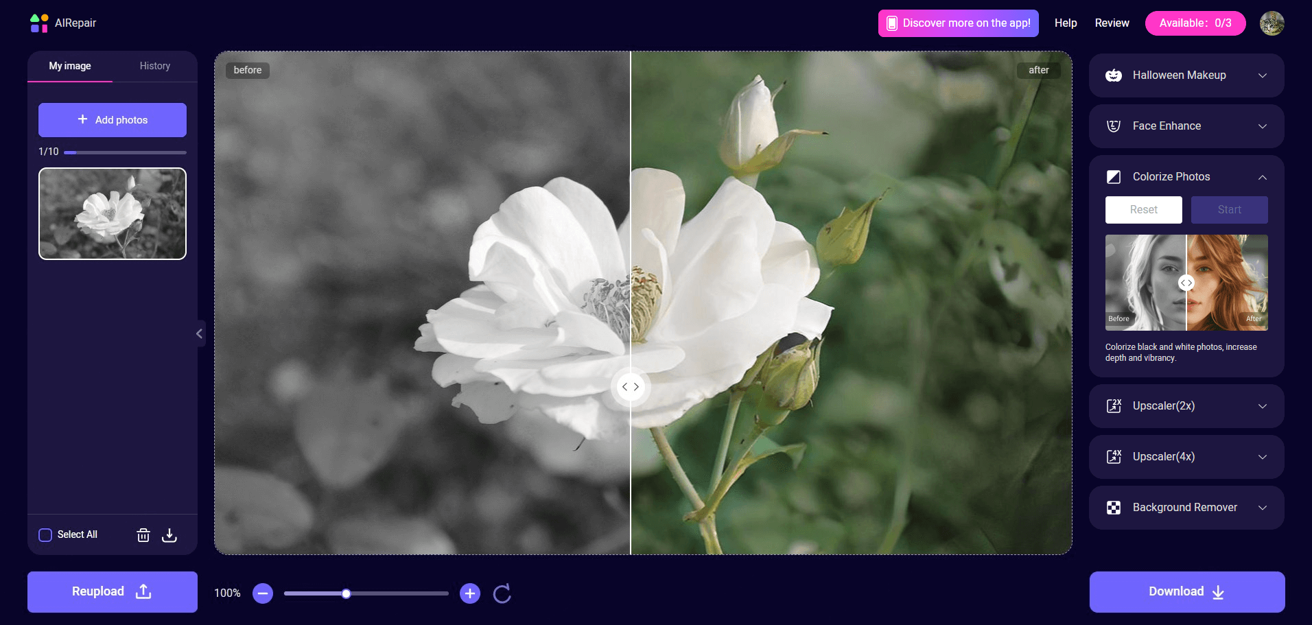 colorize black and white photos with airepair