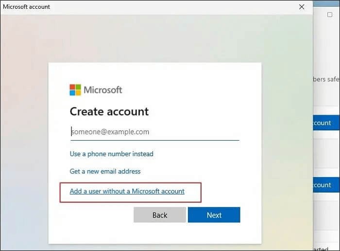 create new account to fix error 0x800701b1