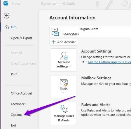 Customize settings to fix attachment not showing in outlook