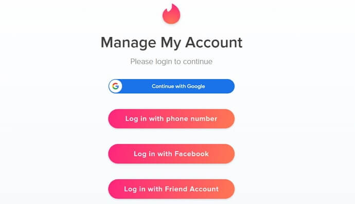 interface of How to Delete Messages on Tinder for account data