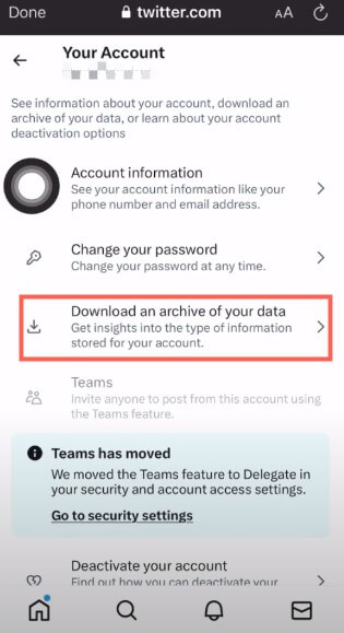 download and archive of your data twitter