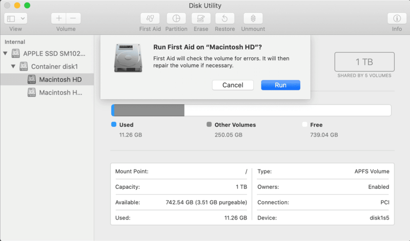 allow disk utility to repair drive