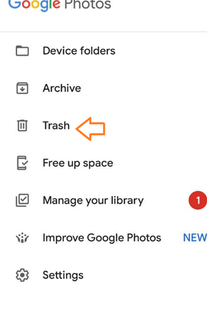 google photos library trash