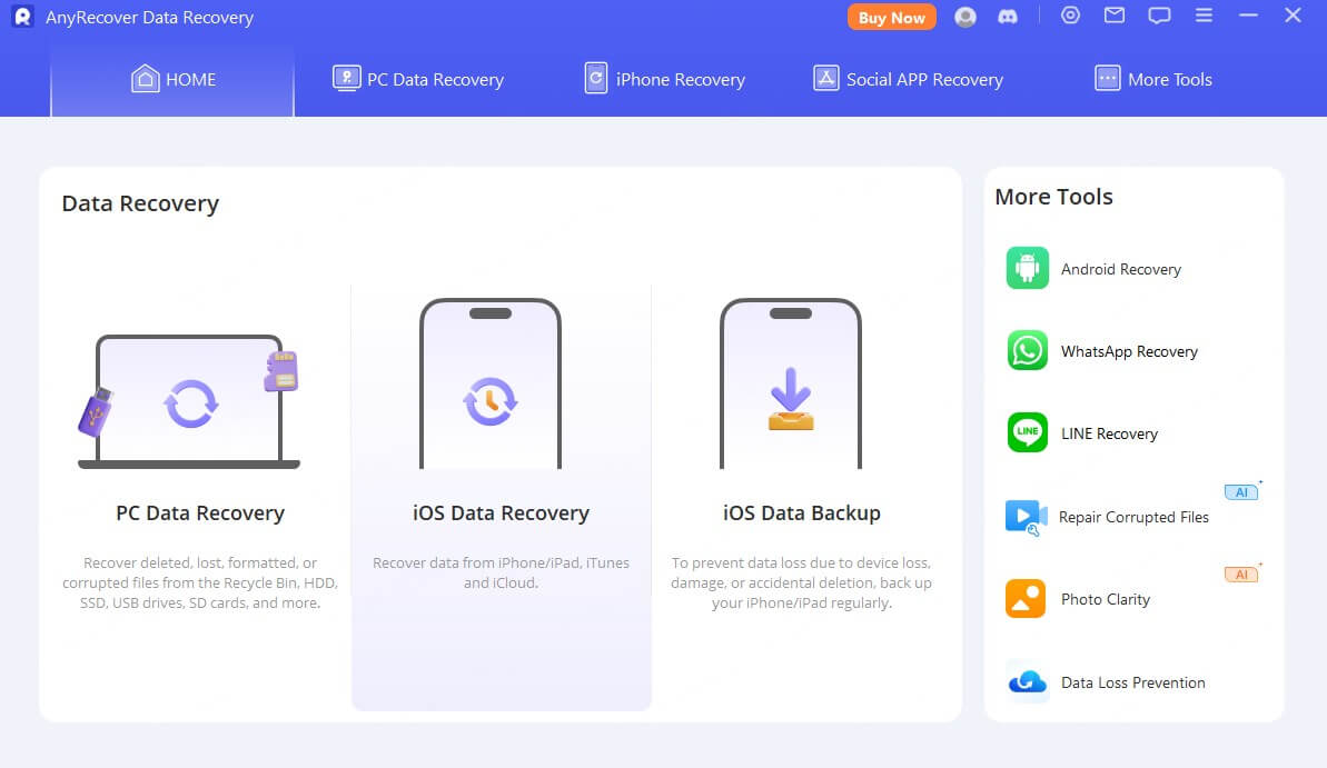 choose ios data recovery at homepage