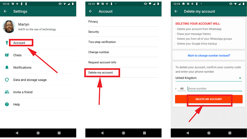 how to delete a contact from whatsapp on android