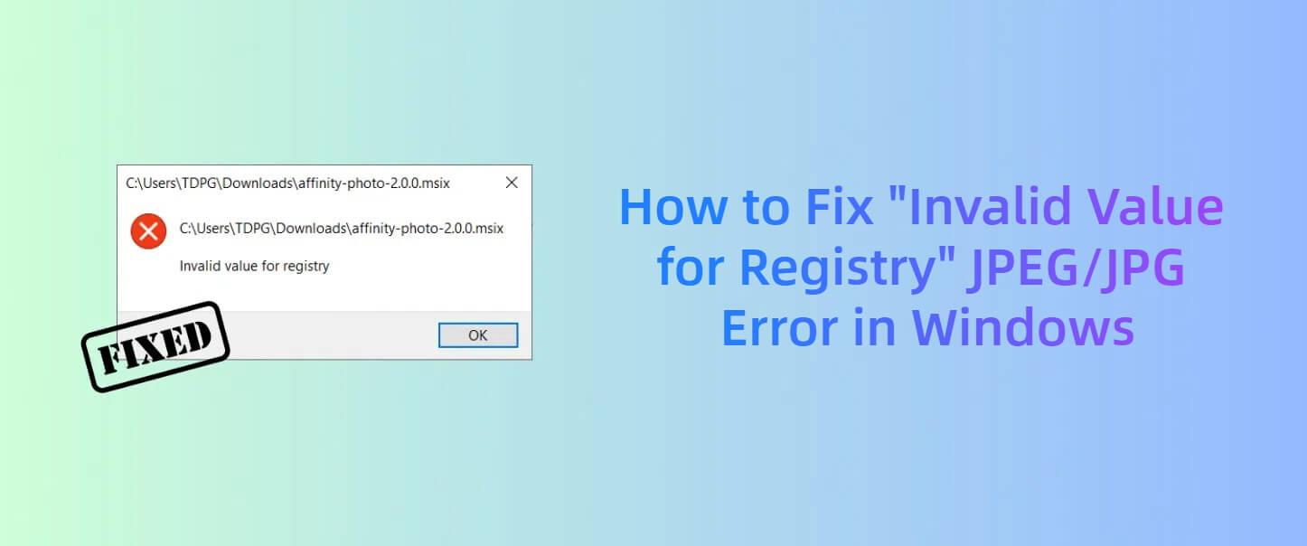 how to fix invalid value for registry in windows