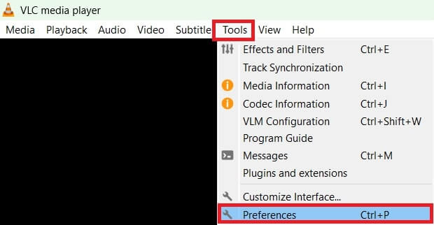 vlc preferences