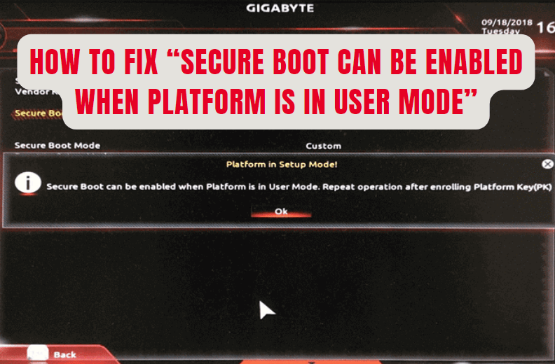 secure boot can be enabled when system in user mode