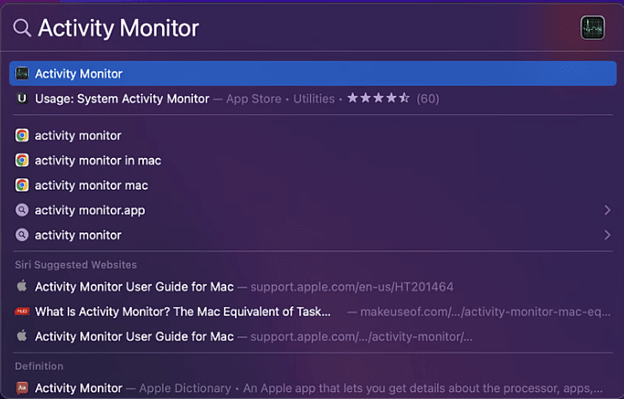 select activity monitor