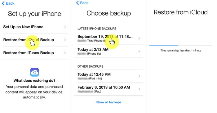 how to restore iphone from icloud backup