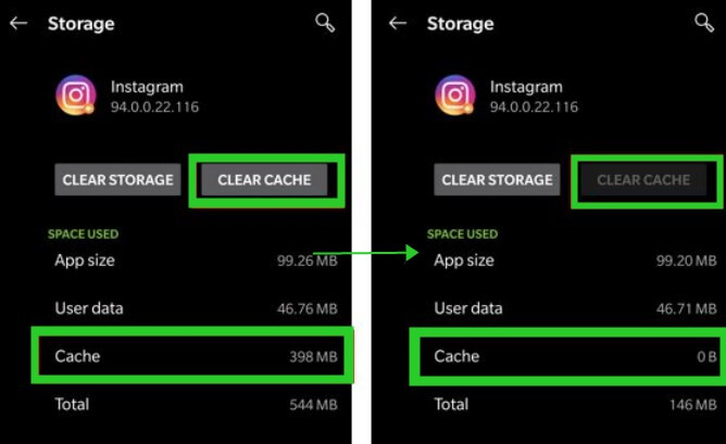 clear instagram app cache