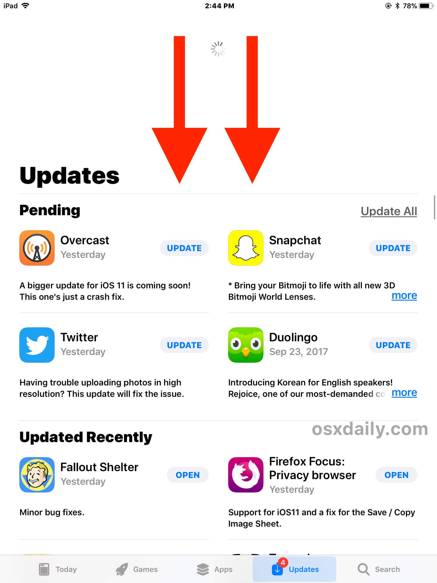 app store available apdates