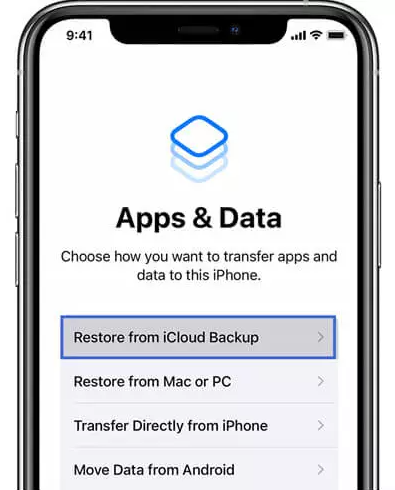 restore from iCloud backup