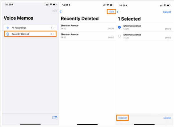 recover voice memos from recently deleted folder