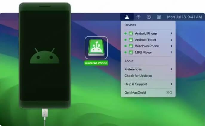 launch android file transfer