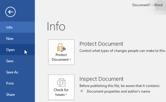 open file in word