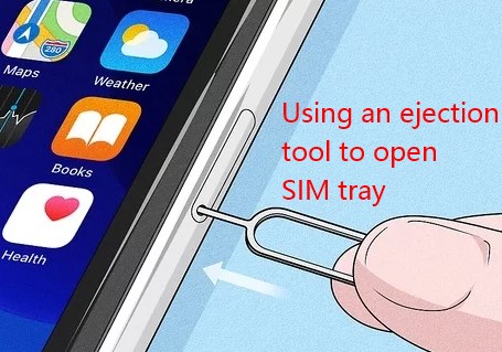 using an ejection tool to open sim card tray