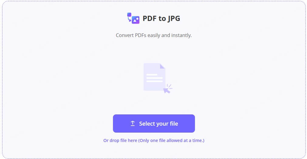 visit pdf to jpg online tool and upload your file