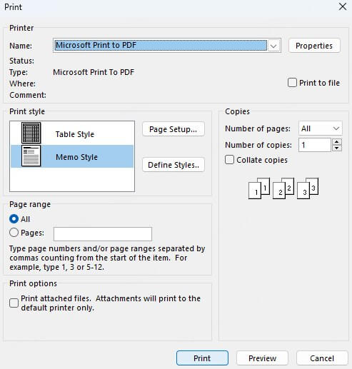 printer settings