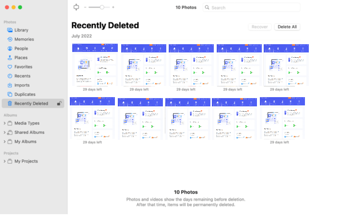 recently deleted items on mac
