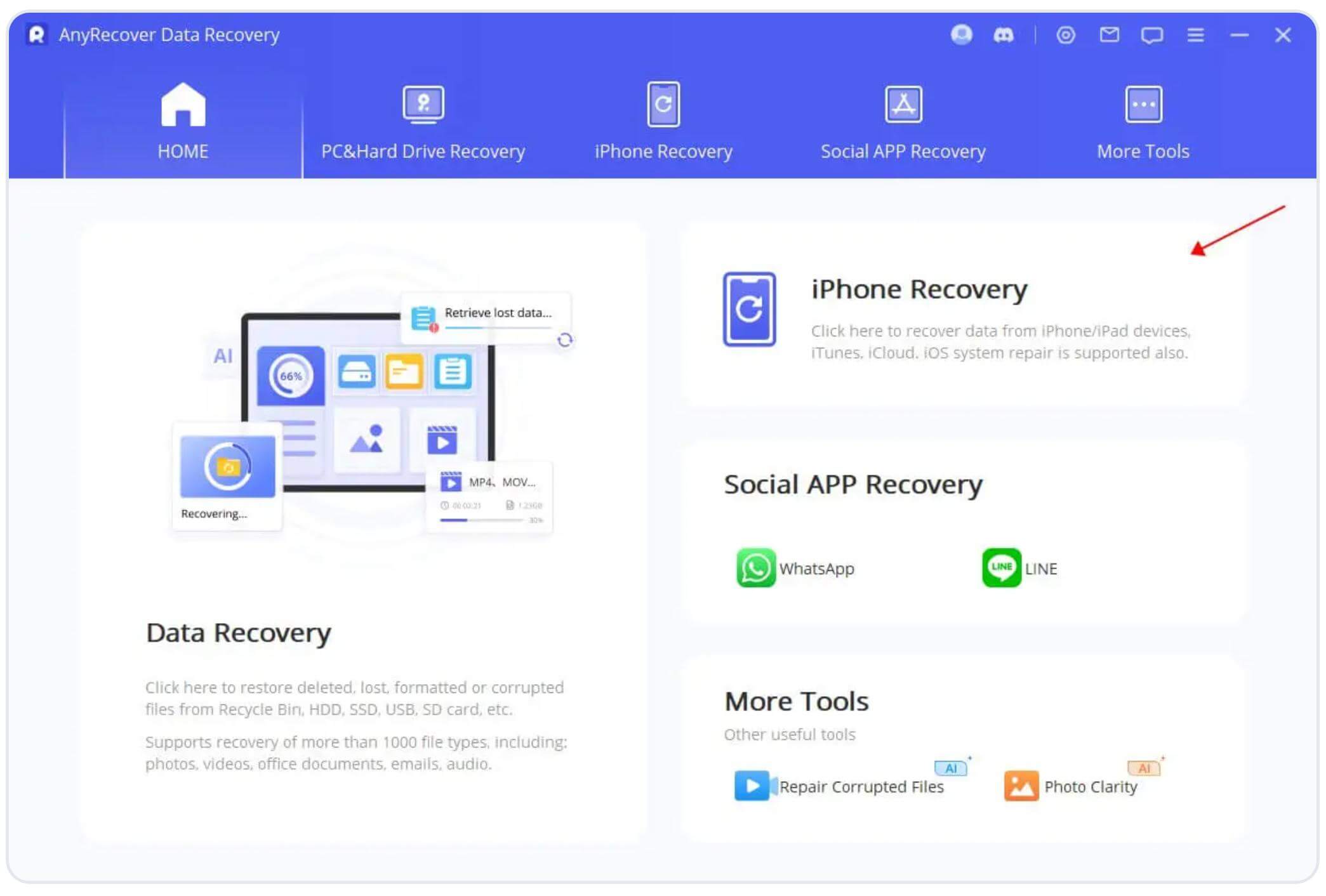 iphone recovery in anyrecover