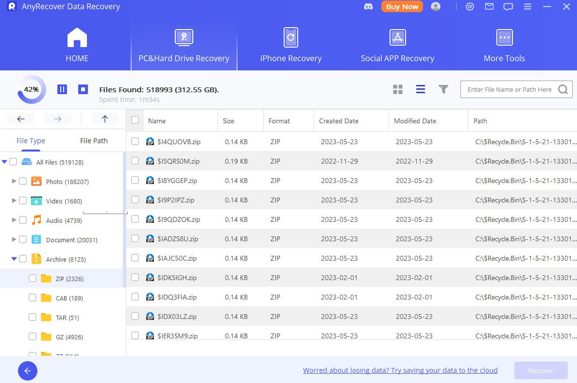 recover zip files