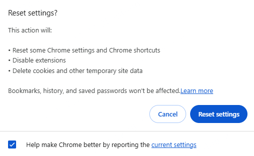 reset browser settings