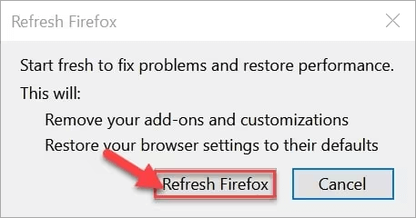 reset browser settings on firefox to fix 102630 error