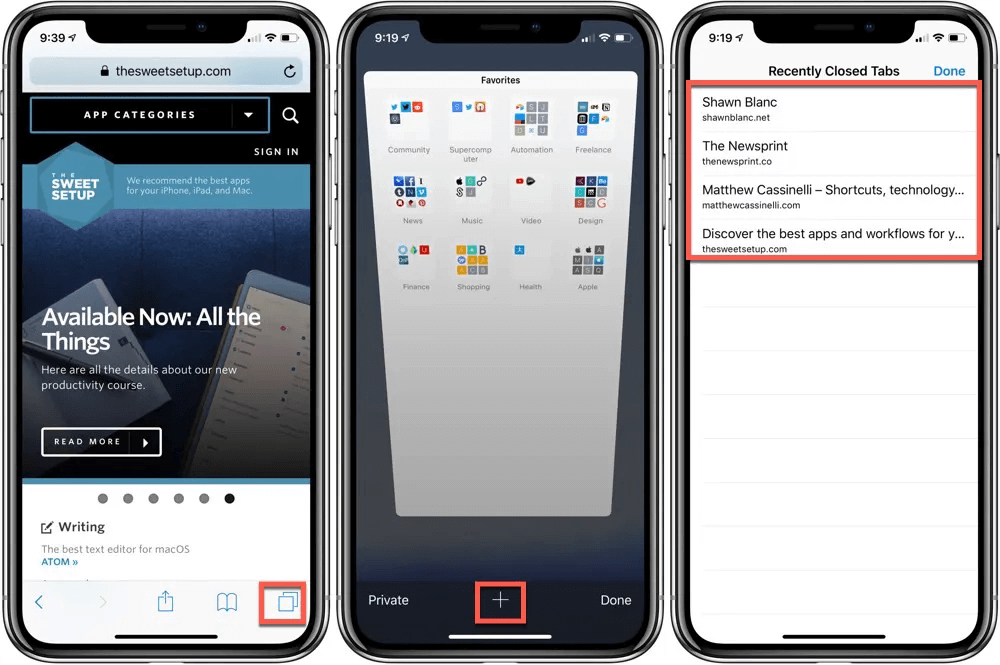 restore closed tabs safari ios