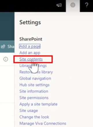 site contents in sharepoint
