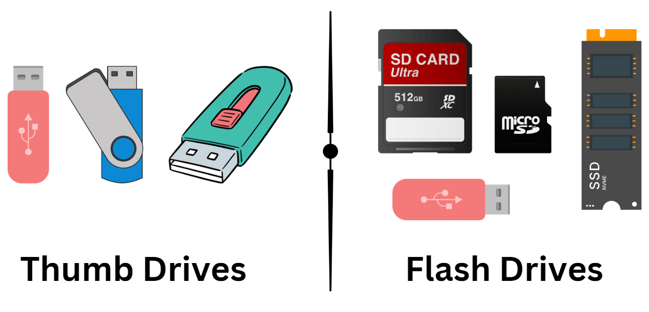 thumb and flash drive kinds