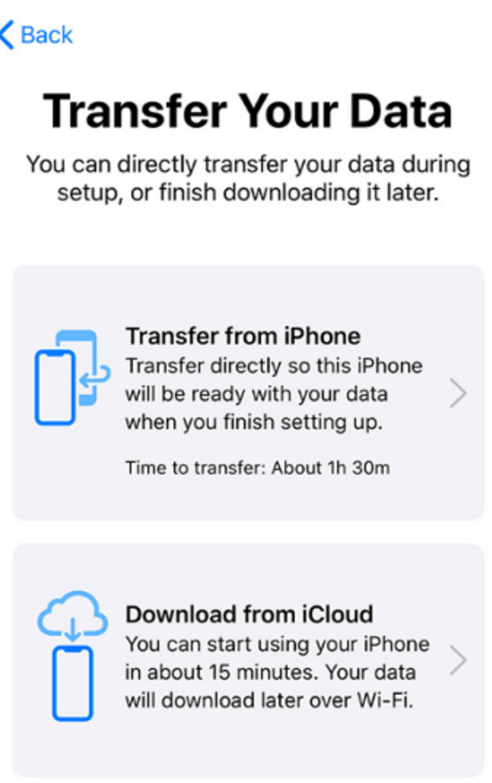 transfer data from iphone or icloud