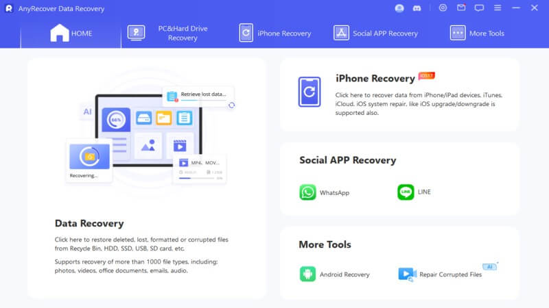 select iphone or android recovery