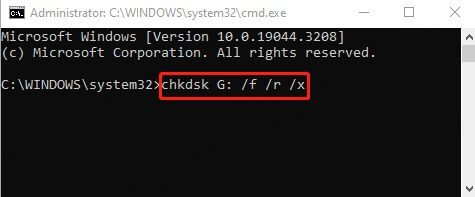 type chkdsk prompt